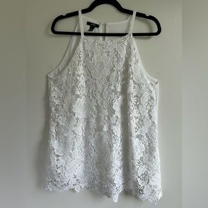NWOT Alfani White Floral Lace Halter Tank Cami Top (lined) Size 12
